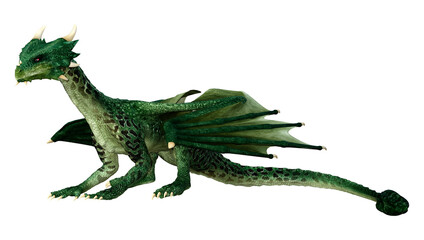 3D Rendering Fairy Tale Dragon on White