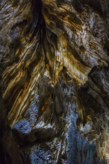 draperies in Han-sur-Lesse cave grotto, Belgium