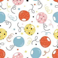 festive balloons seamless pattern on white background