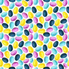 Watercolor seamless pattern with bright Easter Eggs - 477117289