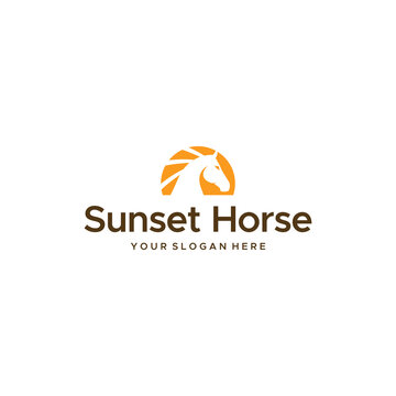 Flat Sunset Horse Animals Mammals Logo design