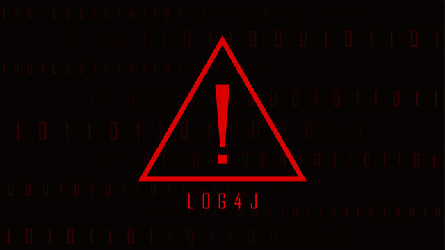 Security Vulnerability Log4j. Java code log4j with warning sign. Cyberspace and vulnerability. Vector illustration