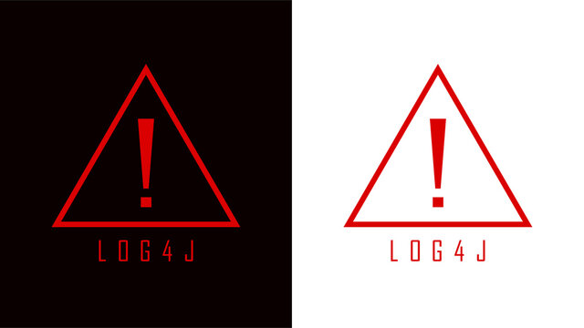 Security Vulnerability Log4j. Java code log4j with warning sign. Cyberspace and vulnerability. Vector illustration