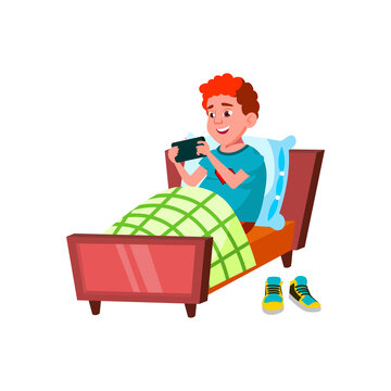 teen boy using mobile smartphone social person. web chatting. vector flat cartoon illustration