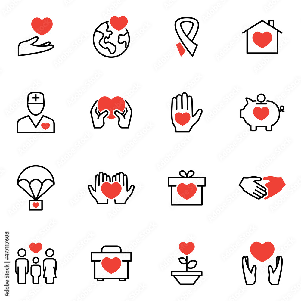 Sticker charity and donation icons