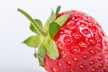 beautiful and ripe red strawberries on a white background