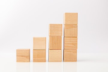 wooden cubes on a white background