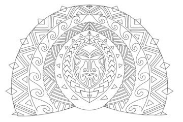 polynesian maori pattern vector illustration tattoo warrior line 건대타투 문신도안 마오리 - obrazy, fototapety, plakaty