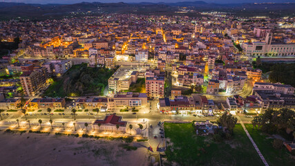 Naklejka premium Aerial View of Gela City, Caltanissetta, Sicily, Italy, Europe