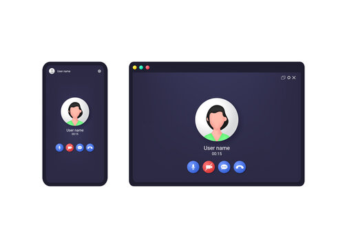 Screen zoom video call with user avatar on multiple devices.
