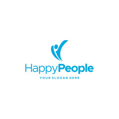 Minimalist Happy People Human cheerful logo design