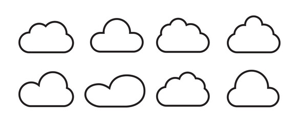 Obraz premium Clouds set isolated on white background. Collection of clouds for web site, poster, placard and wallpaper. Creative modern concept. Clouds vector illustration