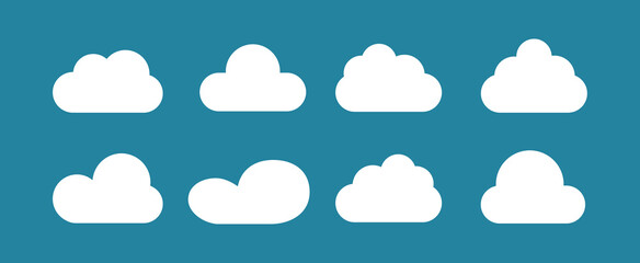 Clouds set isolated on background. Collection of clouds for web site, poster, placard and wallpaper. Creative modern concept. Clouds vector illustration