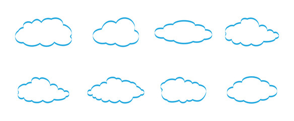 Clouds set isolated on white background. Collection of clouds for web site, poster, placard and wallpaper. Creative modern concept. Clouds vector illustration