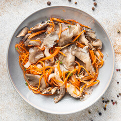 oyster mushrooms food salad  pickled mushroom healthy meal food snack on the table copy space food background rustic top view