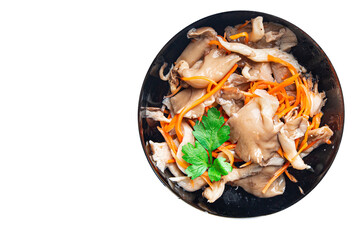 oyster mushrooms food salad  pickled mushroom healthy meal food snack on the table copy space food background rustic top view