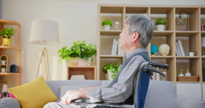 Senior man on wheelchair