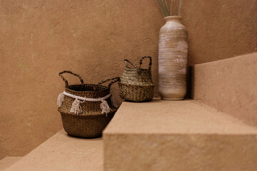 stairs on a colorful wall