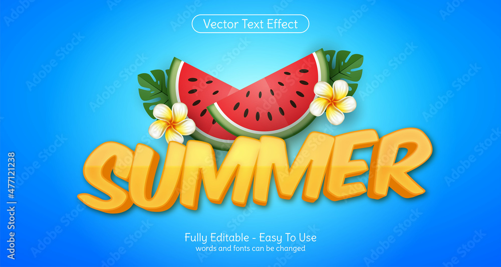 Poster creative 3d text summer editable style effect template