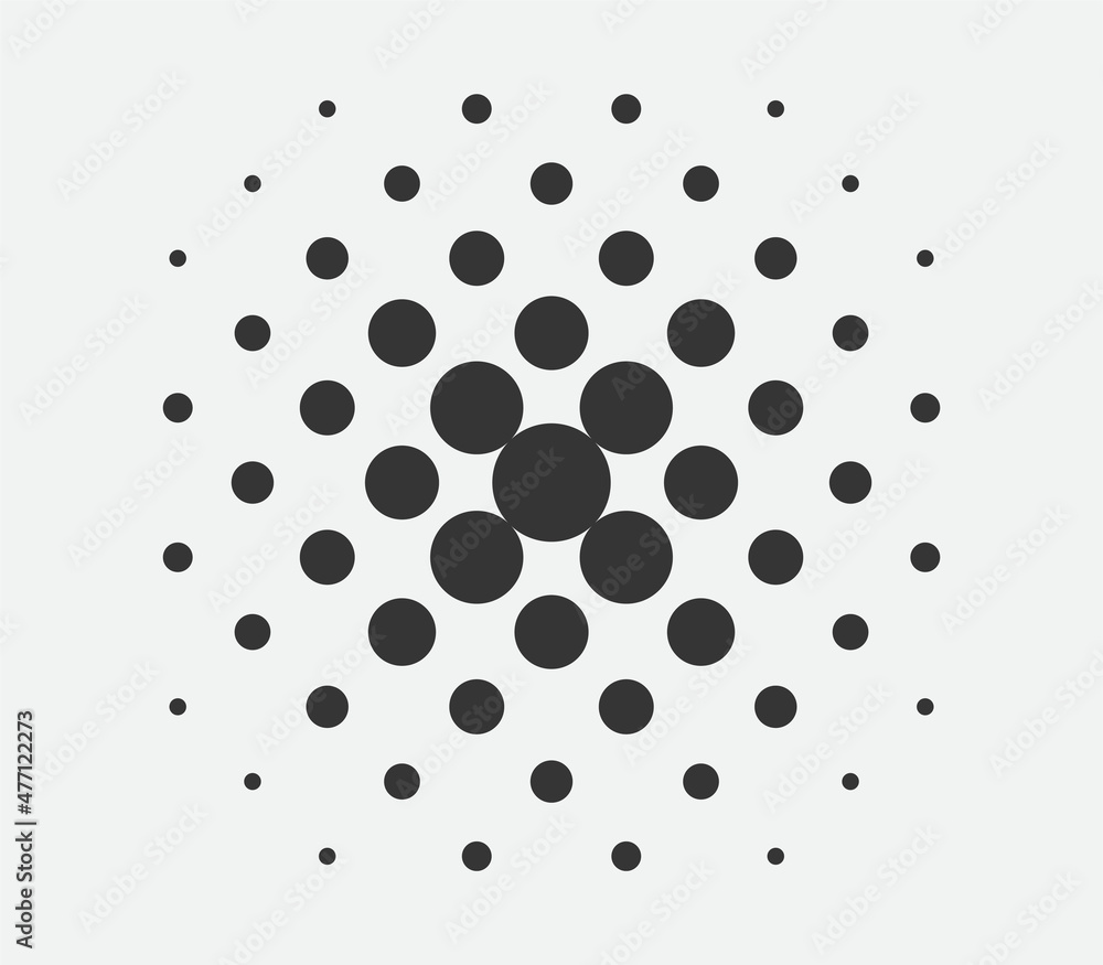 Poster circle halftone design element. dots spotted black pattern. comic style vector blob