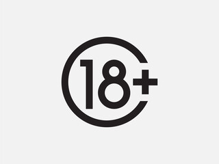 Obraz premium Plus 18 prohibition sign for people under eighteen years of age. For adults only. Vector illustration.
