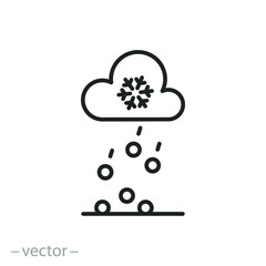 Obraz premium rain with hail icon, storm, forecast weather, thin line symbol