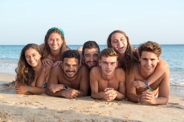 Happy friends at the beach