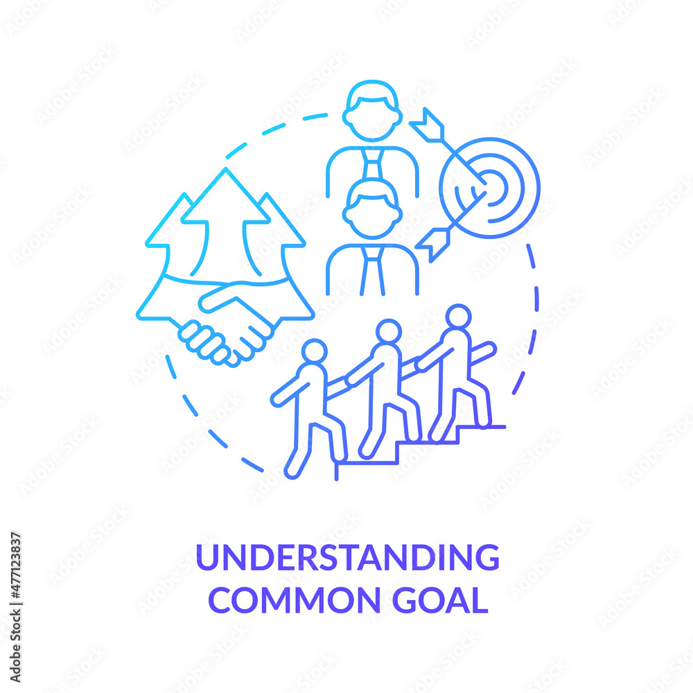 Poster understanding common goals blue gradient concept icon. teamwork development abstract idea thin line 