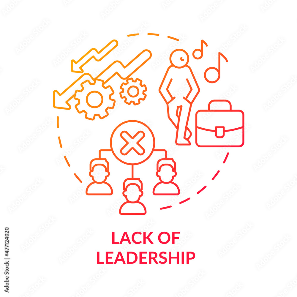 Aufkleber lack of leadership red gradient concept icon. problems of teamwork. team structure building abstract