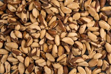 Mix of nuts as a background. Top view.
