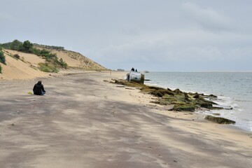 A family at seaside in Gironde-France