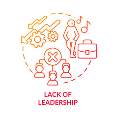 Lack of leadership red gradient concept icon. Problems of teamwork. Team structure building abstract idea thin line illustration. Isolated outline drawing. Roboto-Medium, Myriad Pro-Bold fonts used