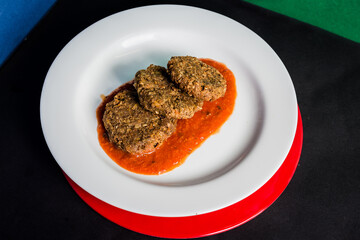 Delicious Pizza Burger Classic Homemade Artisan Tomato Sauce Sausage Cheese Onion Chicken Meat Pasta Shrimp Restaurant Menu Gourmet on a wooden table