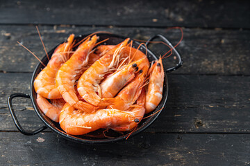 shrimp food prawns seafood pescetarian diet meal snack copy space food background rustic 