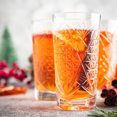 sparkling mulled wine christmas cocktail , grog wine spices new year drink sweet beverage copy...