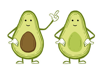 Avocado couple, Hand drawn illustration.