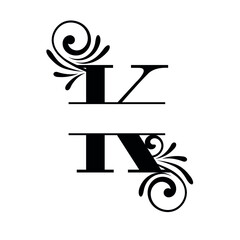 Letter Monogram. Initial letters of the monogram K