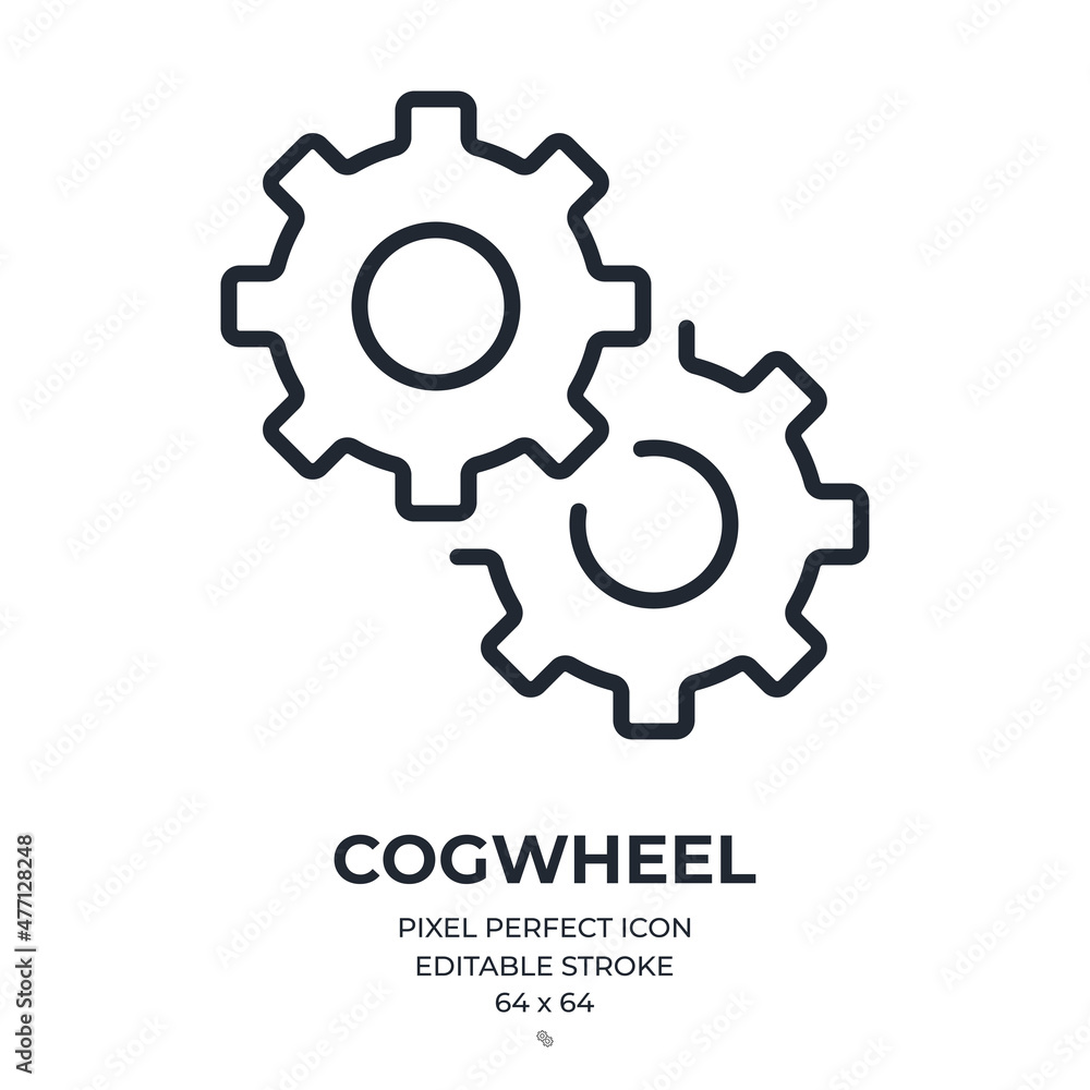 Canvas Prints cogwheel editable stroke outline icon isolated on white background flat vector illustration. pixel p