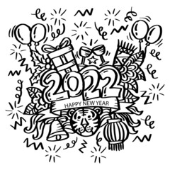 Doodle of symbol  New Year 2022
