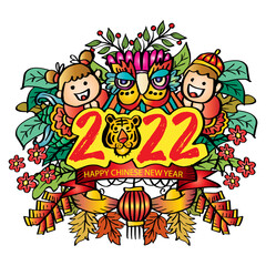 Doodle of symbol Chinese  New Year 2022