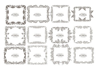 Hand drawn ornaments decorative floral frame set