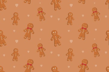 Christmas Gingerbread Seamless Pattern Brown Design