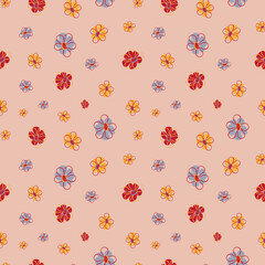 simple doodle daisy floral seamless vector pattern