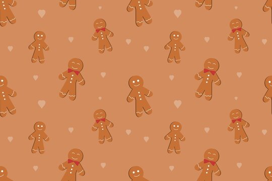 Christmas Gingerbread Seamless Pattern Brown Design