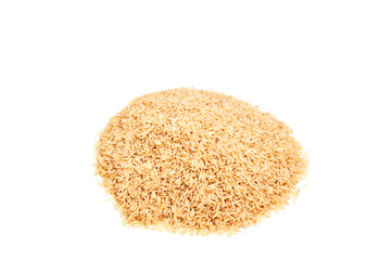 Pile of uncooked rice on a white background. Asian food