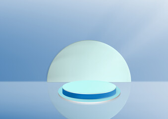 3D blue color background display product podium.
