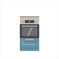 Kitchen interior with house appliances.Vector flat style. Illustration for shop of kitchens and shop of house appliances.