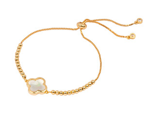 Women`s golden necklace with pendant isolated