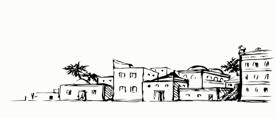 Obraz premium Ancient Arabic city. Vector drawing