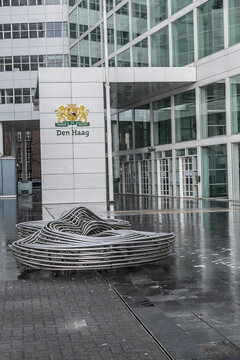 The Hague City Hall (Stadhuis) and Central Library building. City Hall designed by American architect Richard Meier in 1986, completed in 1995. The Hague (Den Haag), The Netherlands. December 9, 2021.